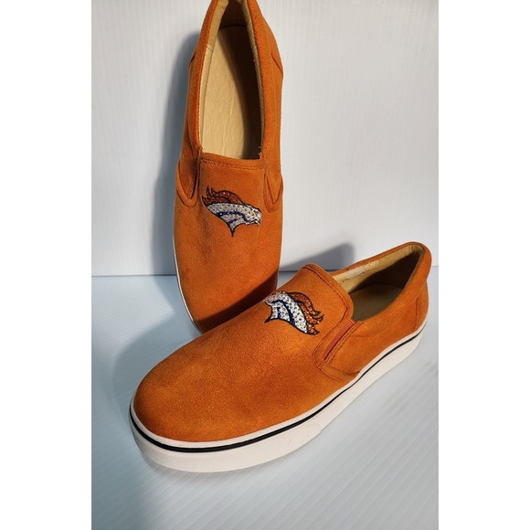 Denver Broncos Slip On Shoes Orange Team Logo Casual Sneakers - Picture 3 of 8